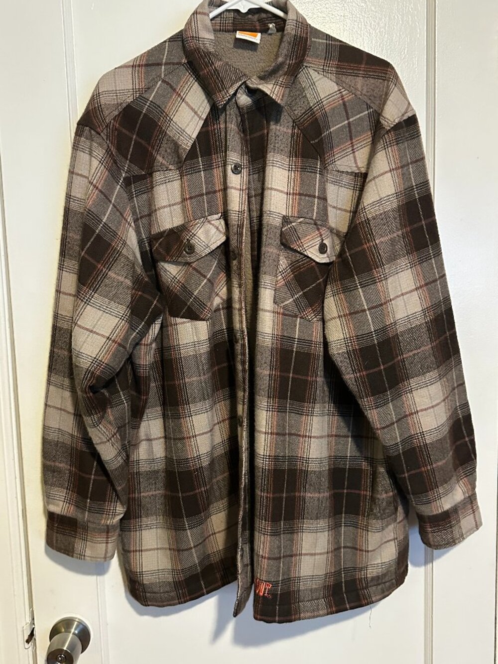Vintage 90s SIDEOUT Sherpa Lined Plaid Flannel Shirt Jacket L/XL